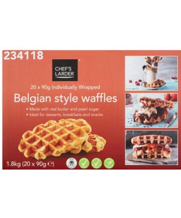 Chef's Larder Belgian Style Waffles 20 x 90g (1.8kg) - Individually Wrapped