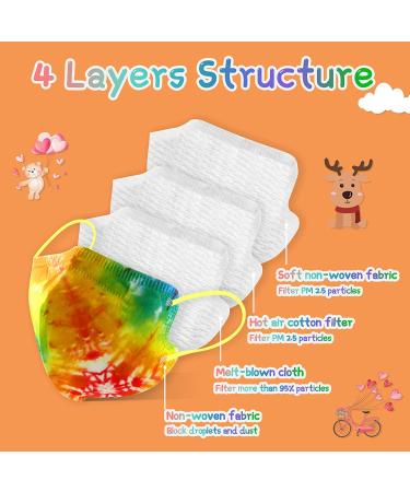 Zoonana Kids Disposable Face Masks - 30 Pcs Breathable 4-Ply Protection Mask for Boys and Girls - Tie Dye Colorful Design - Buy Online on SooperMarket.com