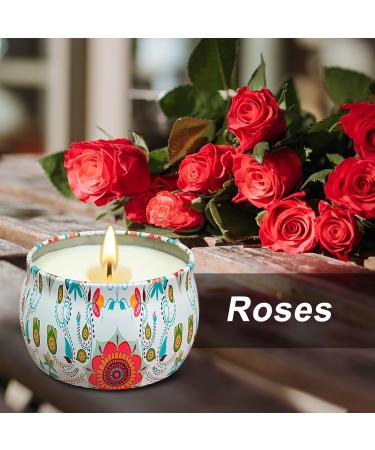 VETOUR Rose Soy Scented Candle 4.4oz | Aromatherapy Wax Jar Candle | 30 Hours Burn Time | Relaxing Stress Aroma | Gift for Women Mom | Home Bath Yoga Christmas | Bohemian Retro Style - Buy Online on SooperMarket.com