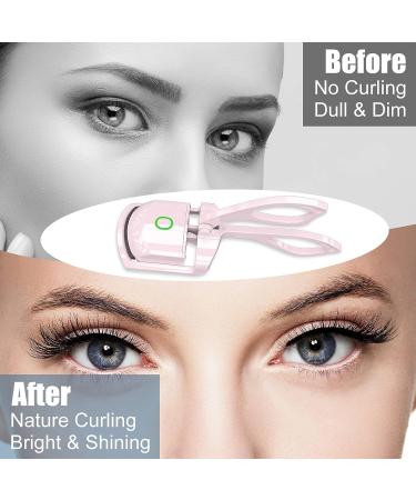 Heated USB Rechargeable Electric Eyelash Curler - Quick Pre-Heat Technology for Natural and Long Lasting Curl - Pink - Buy Online on SooperMarket.com