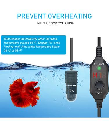 YukiHalu 10W/20W/30W Mini Aquarium Heater with Thermometer & Controller - LED Display, Ideal for 0.5-3 Gallon Tanks (USB Powered) - Buy Online on SooperMarket.com