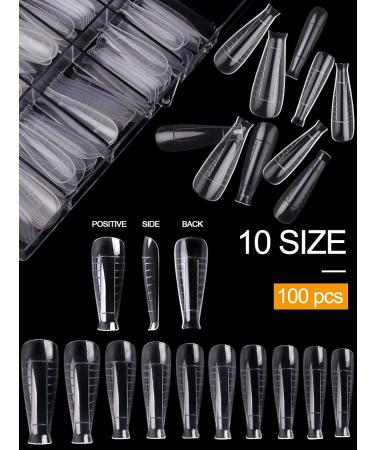 Kalolary Nail Mold Acrylic Nail Forms 100Pcs T Curve Shape + 10 Pink Nail Tip Clips - Buy Online on SooperMarket.com