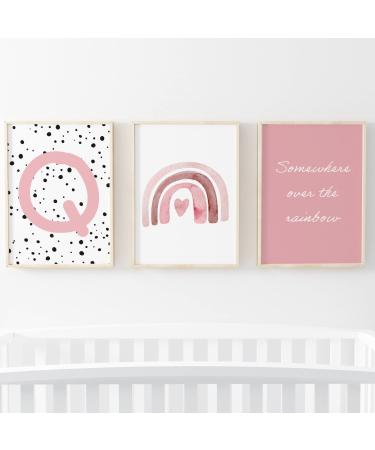 Pompom Prints Set of 3 Girls Bedroom Prints Rainbow Nursery Prints Scandi Boho Style Nursery Decor Playroom Prints Picture Frames not Included (5x7 Inch Q) 5x7 Inch Q