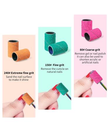 Sanding Bands for Nail Drill - KOYOPEPI 210Pcs #80#150#240 Grit Coarse & Fine Nail Bits in Orange Green Pink - International Shipping Available - Buy Online on SooperMarket.com