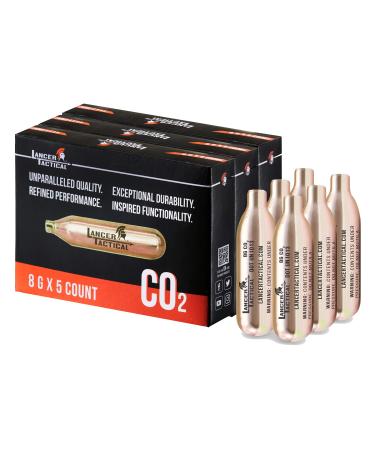 Lancer Tactical 8g CO2 Cylinder CO2 Cartridge CO2 Charger for Kitchen Use Airsoft Air Gun Seltzer Water Chargers Seltzer Soda Chargers Pepper Gun (Count 5) Pack of 3