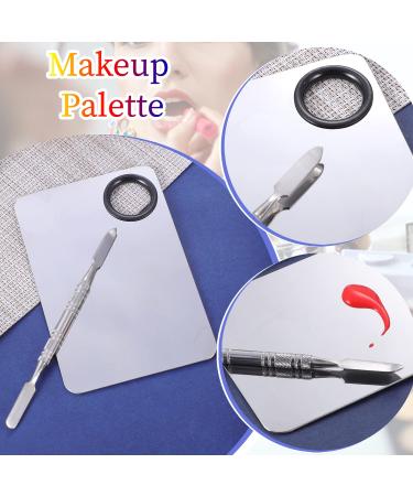 Stainless Steel 2 in 1 Makeup Mixing Palette Set with Spatula - Perfect for Foundation, Eye Shadow, and Nail Art - Buy Online on SooperMarket.com