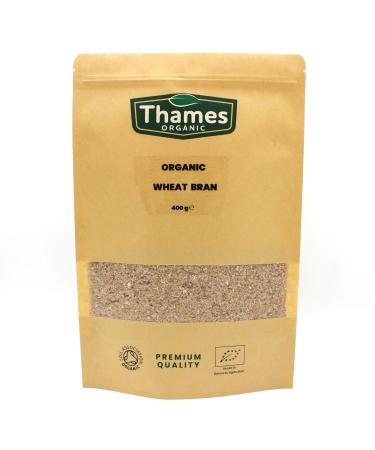 Organic Wheat Bran - No Additives No Preservatives Raw Vegan GMO Free Certified Organic - Perfect for Baking and Adding to Smoothies - Thames Organic 400g 400 g (Pack of 1)