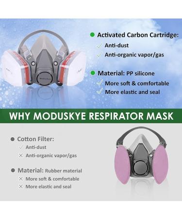 MODUSKYE Reusable Half Facepiece Respirator with 6 Active Cotton Filters for Painting, Dust, Sanding, Polishing, and Spraying - Buy Online on SooperMarket.com