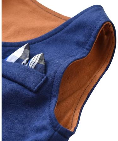 Famuka Baby Boy 3 Piece Formal Outfit Suit | Bows Waistcoat Gentleman Tuxedo Navy | 2-9 Months - Buy Online on SooperMarket.com