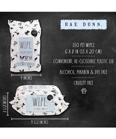 Rae Dunn Dog Wipes with Oatmeal, Aloe & Vitamin E - 150-Count Coconut Vanilla Paw Wipes | Pet Supplies for Grooming - Buy Online on SooperMarket.com
