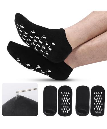 Silicone Moisturizing Socks for Men - 2 Pairs Soft Foot Care Socks - Large Size Feet Moisturizing Socks for Dry Cracked Feet (Size L)