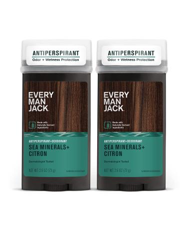 Every Man Jack Sea Minerals + Citron Men's Antiperspirant Deodorant - Long Lasting, Plant-Based Formula - 2.6 oz, 2 Pack - Buy Online on SooperMarket.com