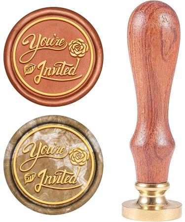 CRASPIRE You're Invited Wax Seal Stamp Invited Vintage Sealing Wax Stamps Retro 25mm Removable Brass Seal Stamp with Wood Handle for Wedding Invitations Envelopes Valentine's Day Craft Adhesive Waxing 25mm-you're Invited - Buy Online on SooperMarket.com