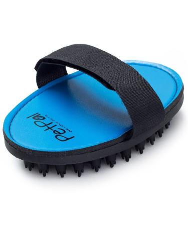 PetP l Pet Hair Remover Curry Comb with Massage Effect | Premium Dog Cat & Horse Grooming Shedding Rubber Brush for Short & Medium Coats | Removes easily Dead & Loose Hair for a Healthy Shiny Fur M Blue