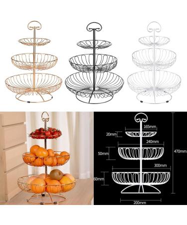Fruit Basket Bowl 3 Layers Wire Basket Stand Kitchen Countertop Organizer Fruit Vegetable Bowl Fruit Basket Fruit Bowls (Color : Black) - Buy Online on SooperMarket.com
