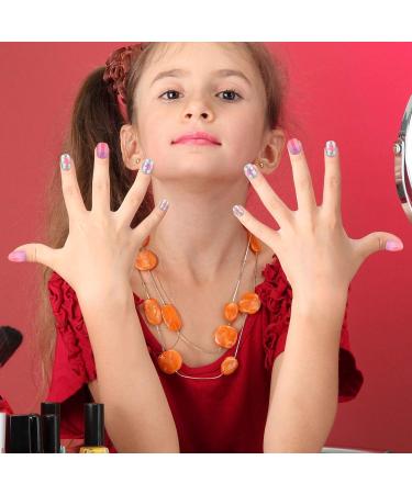 168 Pieces Girls Press on Nails for Kids Gift - Dark Pink Theme | Full Cover Short False Fingernails for Children - Nail Design Decoration - Buy Online on SooperMarket.com