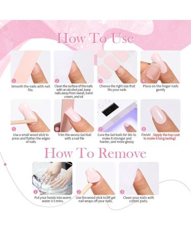 20Pcs Nail Wrap Semi Cured Gel Nails Strip Full Wraps Gel Nail Stickers Self-Adhesive Gel Nail Wrap Stickers Decals - UV/LED Lamp Required Blush Gradient - Buy Online on SooperMarket.com