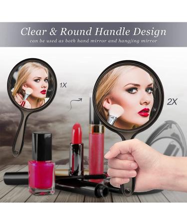 Double Sided Handheld Makeup Mirror with 1X/2X Magnification - Black - Buy Online on SooperMarket.com