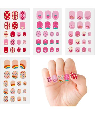 JSRQT 12 Sheets Colorful Nail Stickers Cute Cartoon Full Wrap Nail Art Stickers Decals Kids Girls Self Adhesive Nail Polish Stickers with Nail File Nail Stickers Strip with Rainbow Heart Unicorn - Buy Online on SooperMarket.com
