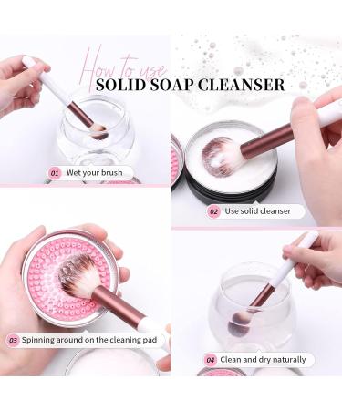 Make Up Brush Cleaner Set - Solid Soap Brush Cleaner with Makeup Brush Cleaner Mat - Easy to Clean Blenders Brush Cleaner Makeup Shampoo Removes Shadow Color Cosmetic Colors for Daily Use Travel Set - Buy Online on SooperMarket.com