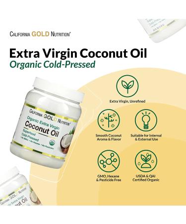 California Gold Nutrition Organic Extra Virgin Coconut Oil 16 fl oz - Cold Pressed, 2 Pack (473 ml x 2) - Buy Online on SooperMarket.com
