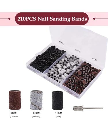 Litensh 210PCS Nail Sanding Bands for Nail Drill Manicure Set with Box Pedicure Nail Files Heads - 80/120/180 Grit Sanding Tape + 3/32 inch Nail Drill Bit - Complete 210PCS Set - Buy Online on SooperMarket.com