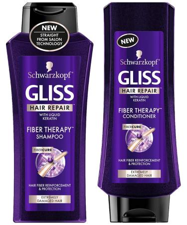 Schwarzkopf Gliss Hair Repair - Fiber Therapy For Extremely Damaged Hair - Shampoo & Conditioner Set - Net Wt. 13.6 FL OZ (400 mL) Per Bottle - One Set