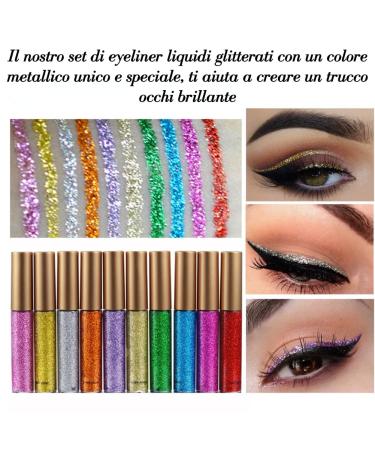 Glitter Eyeliner Liquid Set - 10 Colors Waterproof & Long Lasting Metallic Eye Pens - Buy Online on SooperMarket.com