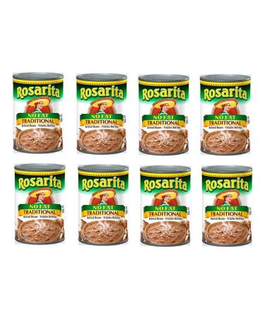 Rosarita Traditional Refried Beans, No Fat: 8 Cans of 16 Oz