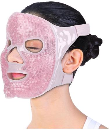 Hot Cold Compress Facial Gel Mask Reusable Washable Gel Beads Face Mask for Dark Circles and Puffiness Skin Friendly Cooling Gel Face Mask with Elastic Band Design (Pink) - Buy Online on SooperMarket.com
