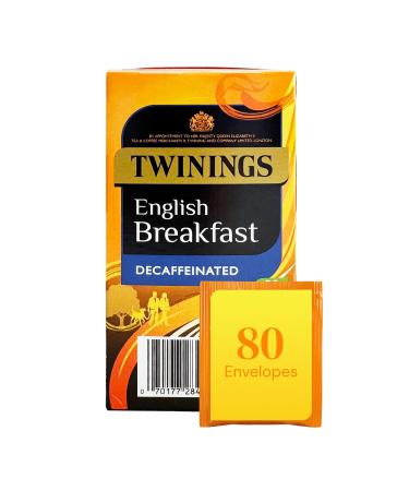 Twinings English Breakfast Decaffeinated Tea Bags 4 Boxes of 20 Individually Wrapped Enveloped Tea Bags Black 80 count