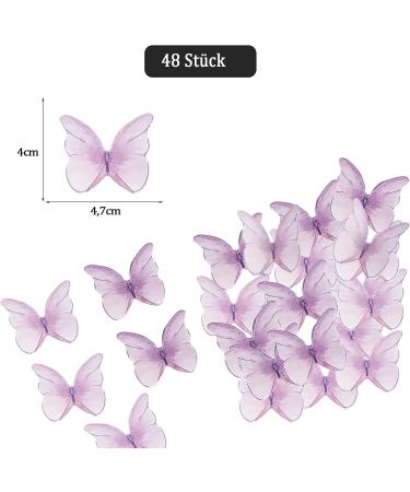 Alegre Edible Butterflies for Cake - 48 Purple Cupcake Toppers & Cake Decorations | Perfect for Birthdays Weddings & Baptisms - Buy Online on SooperMarket.com