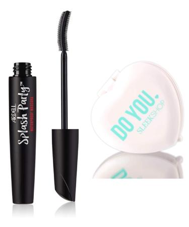 Ardell Professional Premium Splash Party Waterproof Mascara - Noir (w/ Sleek Heart Shaped Travel Mirror) (Top and Bottom Precision Mascara - Ebony) (Splash Party Waterproof Mascara - Noir)