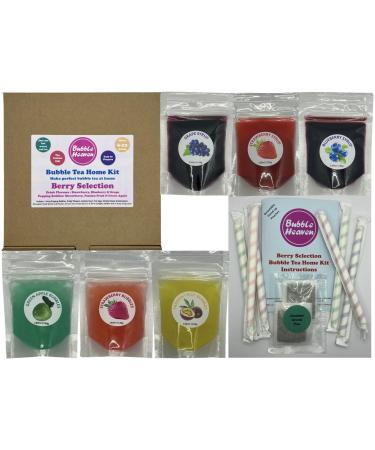Fruity Berry Selection Boba Bubble Tea Make at Home Kit 6-12 Extra Large Drinks