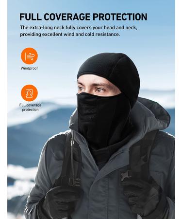 AstroAI Balaclava Ski Mask - Winter Fleece Thermal Face Mask for Men and Women - Windproof, Breathable, Cold Weather Gear for Skiing, Riding, Snowboarding - Black Medium - Buy Online on SooperMarket.com