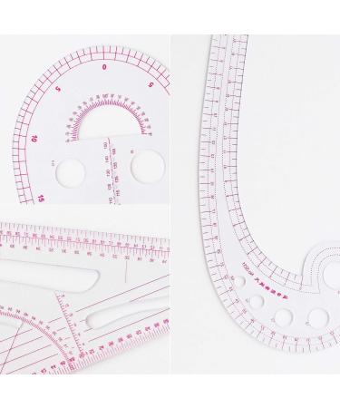 HLZC Fashion Clear Metric Sewing Ruler Set - 4-Piece Pink French Curve Pattern Making Kit - Buy Online on SooperMarket.com