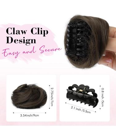 REECHO 2 PCS Mini Claw Clip in Messy & Cat Ears Hair Bun Extensions Wig Accessory Updo Hairpieces for Women Girls (Pack of 2-3.5" Wavy Ash Light Brown) Pack of 2 - 3.5" Wavy Ash Light Brown - Buy Online on SooperMarket.com