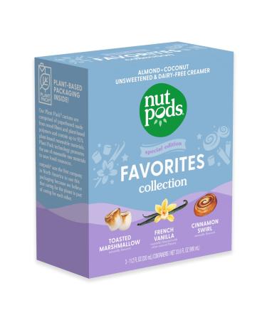 nutpods Favorites Collection Coffee Creamer - Unsweetened Non Dairy Creamer - Toasted Marshmallow, French Vanilla and Cinnamon Swirl - Keto Creamer, Whole30, Gluten Free, Non-GMO, Vegan, Sugar Free, Kosher (Variety 3-Pack)