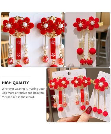 KALLORY Baby Hair Accessories: Tassel & Kimono Flower Hair Clip Set - Girl Hair Clips in Chinese Ancient Style (1 Pair) - Buy Online on SooperMarket.com