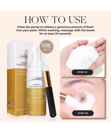 LASHVIEW Eyelash Extension Cleanser 50ml - Gentle Foaming Formula for Home and Salon Use - Buy Online on SooperMarket.com