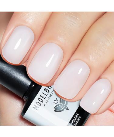 Modelones Gel Nail Polish 1 Pcs 15ml Milky White Gel Nail Polish Jelly Gel Polish Set Sheer Pure White Color Nail Gel Polish Kit Soak Off U V GEL LED Salon DIY at Home Gel Nail Manicure Gift for Women Girls