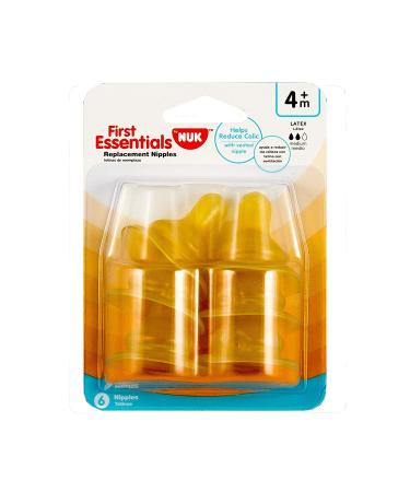Gerber First Essentials 4 Months+ Medium Flow 3-Hole Latex Nipples 6 CT (Pack of 4)