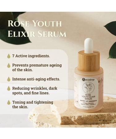 Ecodrop Matrixyl 3000 & Hyaluronic Acid Serum - 30ml | Powerful & Advanced Rose-Scented Daily Anti-Ageing & Anti-Wrinkle Facial Skin Repair Treatment with Vitamin C | Vegan & Cruelty-Free Skincare - Buy Online on SooperMarket.com