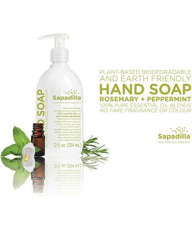 Sapadilla Rosemary + Peppermint Biodegradable Hand Soap - 12 oz Pump - Eco-Friendly & Refreshing - Buy Online on SooperMarket.com