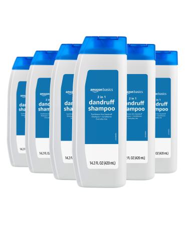 Amazon Basics 2-in-1 Dandruff Shampoo & Conditioner, Gentle and pH Balanced, 14.2 Fluid Ounces, 6-Pack (Previously Solimo)