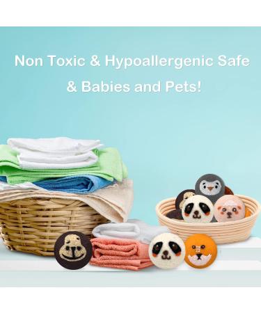 8PCS Wool Dryer Balls - Cute Animal Design 100% Natural New Zealand Wool Chemical-Free Reusable Anti-Static Laundry Solution - Buy Online on SooperMarket.com