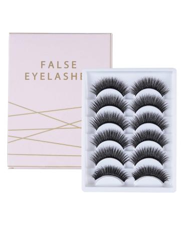 3D False Eyelashes  6 Pairs of Natural Fluffy False Eyelashes  Reusable Long Thick Eyelashes  Used to Extend Makeup Eyelashes 6 Pair (Pack of 1)