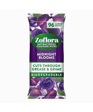 Zoflora Midnight Blooms Biodegradable Wipes Antibacterial Multi-surface Cleaning Wipes Convenient Quick Cleaning (Pack of 1 96 Wipes)