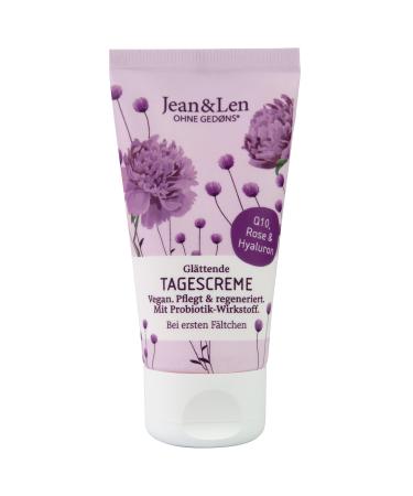 Anti-Aging Day Cream by Jean&Len with Q10 Hyaluronic Acid & Rose for smooth and regenerated skin reduces fine lines & wrinkles vegan face moisturizer 1.69 Fl. Oz.