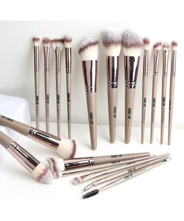 18 PCS Professional Makeup Brush Set - Travel Kabuki Face Powder & Eye Shadow Brushes with Case - Champagne - Buy Online on SooperMarket.com